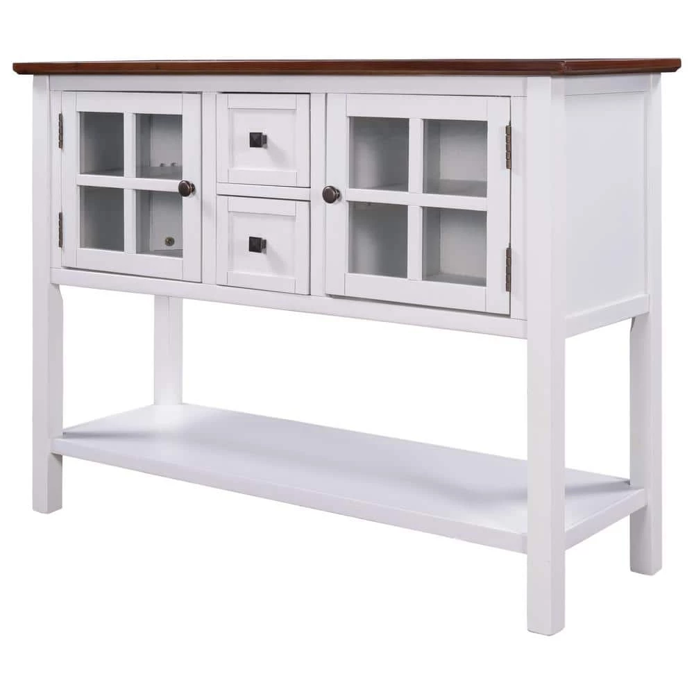 45 in. White Modern Rectangle Wood Console Table with 2-Drawers, 2-Cabinets and 1-Shelf by ATHMILE 1 45 in. White Modern Rectangle Wood Console Table with 2-Drawers, 2-Cabinets and 1-Shelf by ATHMILE