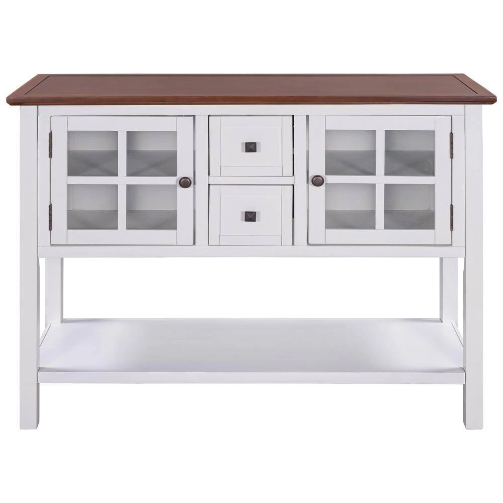 45 in. White Modern Rectangle Wood Console Table with 2-Drawers, 2-Cabinets and 1-Shelf by ATHMILE 9 45 in. White Modern Rectangle Wood Console Table with 2-Drawers, 2-Cabinets and 1-Shelf by ATHMILE - Image 9