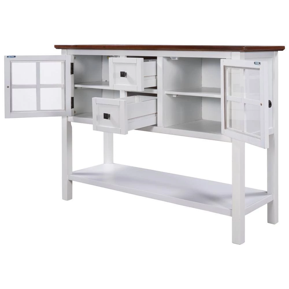 45 in. White Modern Rectangle Wood Console Table with 2-Drawers, 2-Cabinets and 1-Shelf by ATHMILE 8 45 in. White Modern Rectangle Wood Console Table with 2-Drawers, 2-Cabinets and 1-Shelf by ATHMILE - Image 8