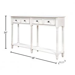 58 in. White Standard Rectangle Wood Console Table by ATHMILE -ATHMILE Sales Store white athmile console tables gzx b2w20220583 40 1000