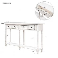 58 in. White Standard Rectangle Wood Console Table by ATHMILE -ATHMILE Sales Store white athmile console tables gzx b2w20220583 44 1000