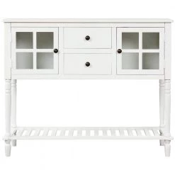 42 in. White Standard Rectangle Wood Console Table with Bottom Shelf by ATHMILE