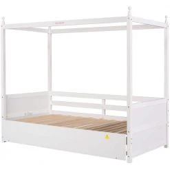 White Twin Size Canopy Daybed by ATHMILE -ATHMILE Sales Store white athmile daybeds gz b2w20221229 44 1000