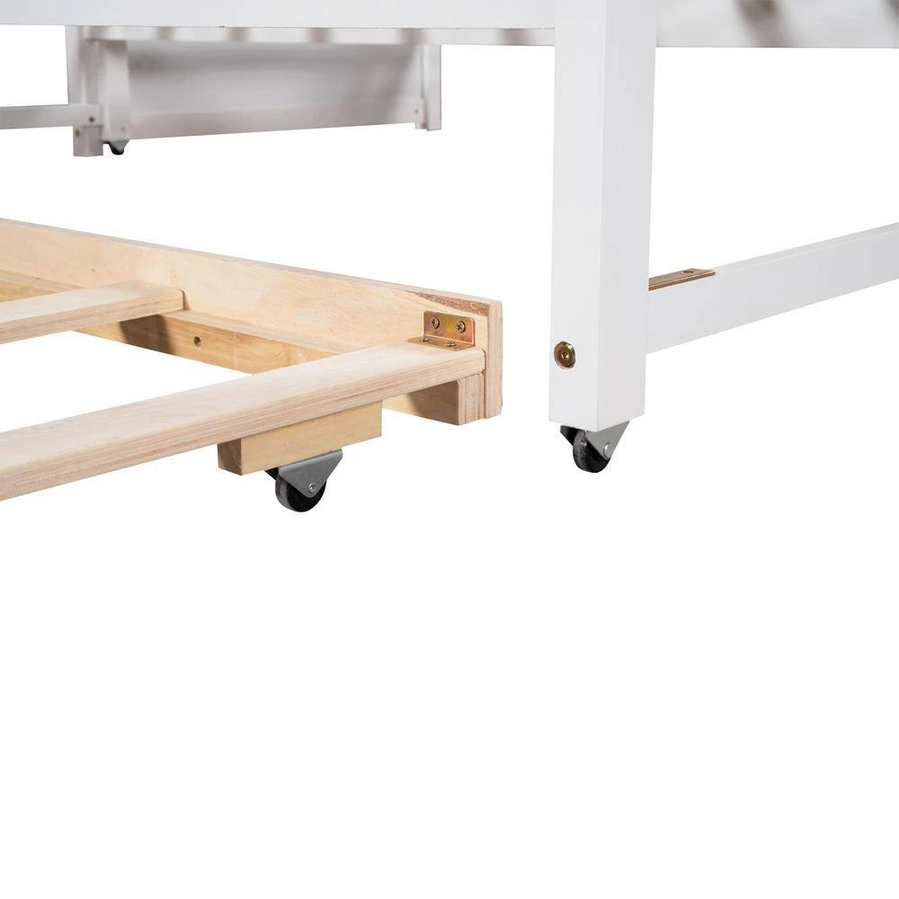 White Double Twin Daybed with Trundle by ATHMILE 5 White Double Twin Daybed with Trundle by ATHMILE - Image 5