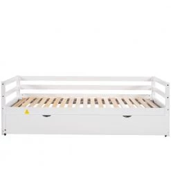 White Double Twin Daybed with Trundle by ATHMILE 13 White Double Twin Daybed with Trundle by ATHMILE -ATHMILE Sales Store white athmile daybeds gz b2w20221502 44 1000