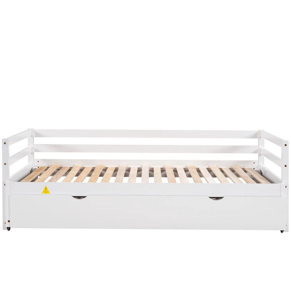 White Double Twin Daybed with Trundle by ATHMILE 6 White Double Twin Daybed with Trundle by ATHMILE - Image 6