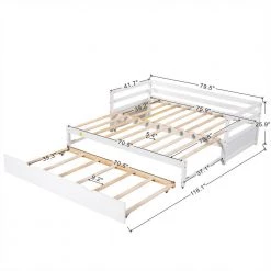 White Double Twin Daybed with Trundle by ATHMILE 11 White Double Twin Daybed with Trundle by ATHMILE -ATHMILE Sales Store white athmile daybeds gz b2w20221502 4f 1000