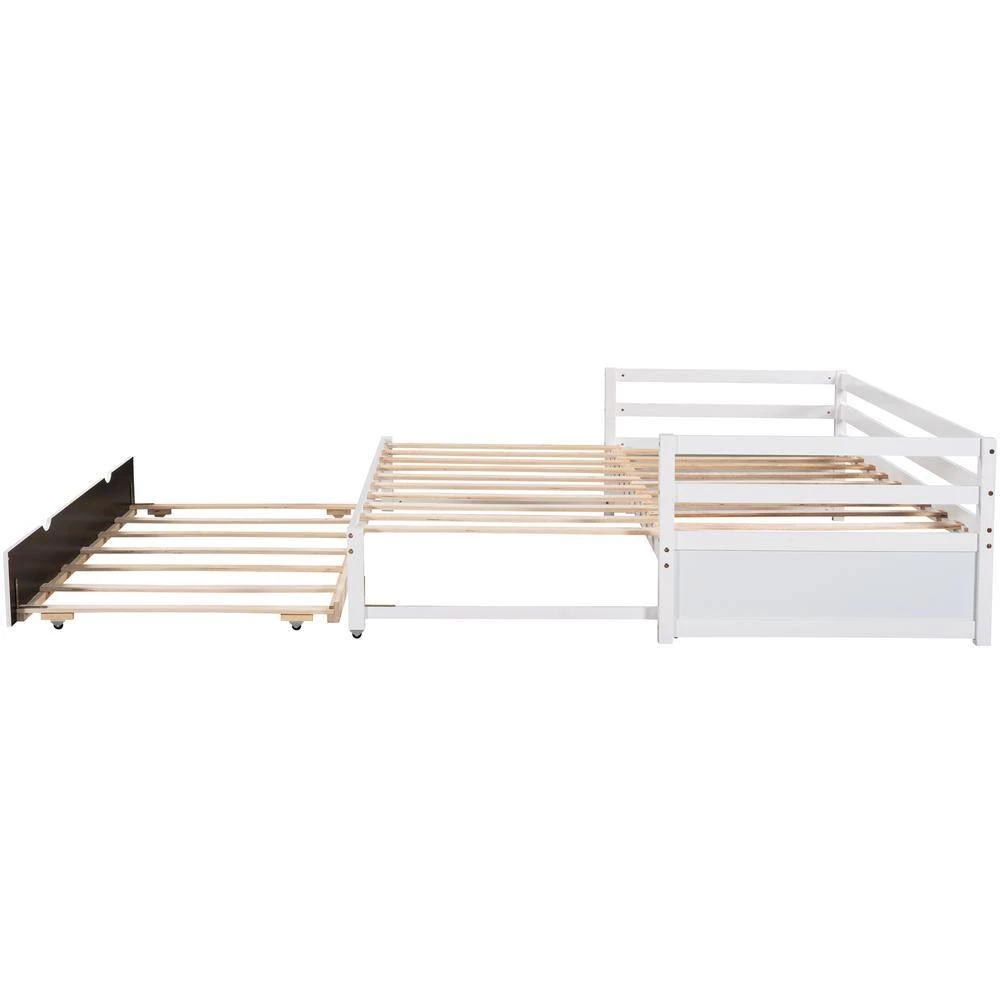 White Double Twin Daybed with Trundle by ATHMILE 2 White Double Twin Daybed with Trundle by ATHMILE - Image 2