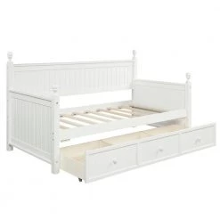 White Wood Daybed with 3-Drawers, Twin Size Daybed, No Box Spring Needed by ATHMILE -ATHMILE Sales Store white athmile daybeds gz lp000077aak 1f 1000
