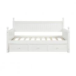 White Wood Daybed with 3-Drawers, Twin Size Daybed, No Box Spring Needed by ATHMILE -ATHMILE Sales Store white athmile daybeds gz lp000077aak 4f 1000
