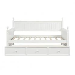 White Wood Daybed with 3-Drawers, Twin Size Daybed, No Box Spring Needed by ATHMILE
