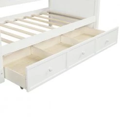 White Wood Daybed with 3-Drawers, Twin Size Daybed, No Box Spring Needed by ATHMILE -ATHMILE Sales Store white athmile daybeds gz lp000077aak 76 1000