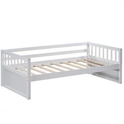 White Twin Daybed with Inseparable 2-Drawers by ATHMILE -ATHMILE Sales Store white athmile daybeds gz wf196015aak fa 1000