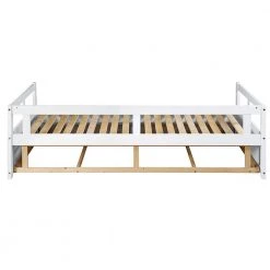 White Wooden Twin Size Daybed with Trundle and 2-Drawers by ATHMILE -ATHMILE Sales Store white athmile daybeds gzx b2w20221292 1f 1000