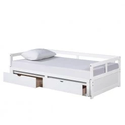 White Wooden Twin Size Daybed with Trundle and 2-Drawers by ATHMILE -ATHMILE Sales Store white athmile daybeds gzx b2w20221292 4f 1000