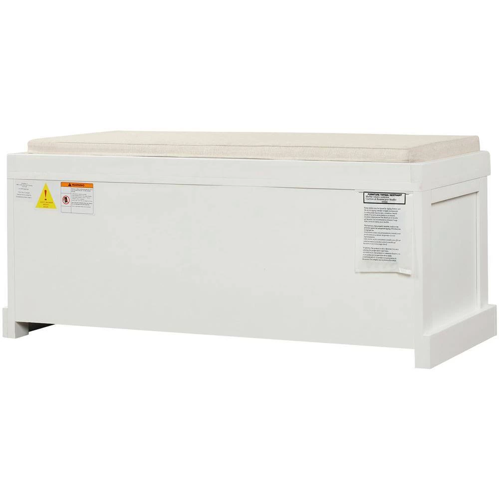 17"H x 15.7"W x 43.7"L White Storage Bench by ATHMILE 4 17"H x 15.7"W x 43.7"L White Storage Bench by ATHMILE - Image 4