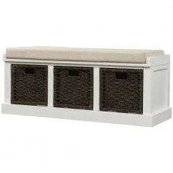17"H x 15.7"W x 43.7"L White Storage Bench by ATHMILE