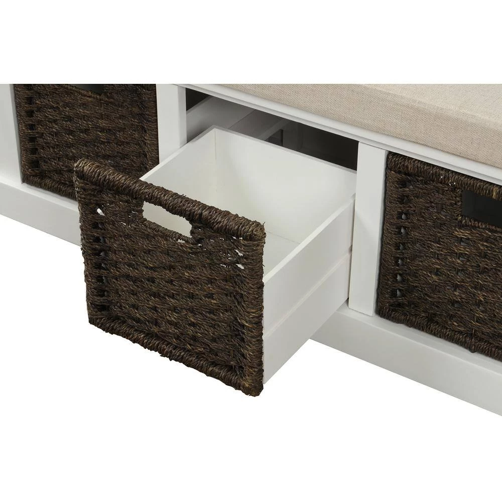 17"H x 15.7"W x 43.7"L White Storage Bench by ATHMILE 3 17"H x 15.7"W x 43.7"L White Storage Bench by ATHMILE - Image 3