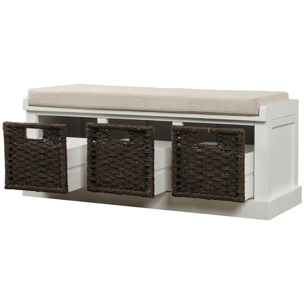 17"H x 15.7"W x 43.7"L White Storage Bench by ATHMILE 2 17"H x 15.7"W x 43.7"L White Storage Bench by ATHMILE - Image 2
