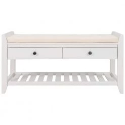 White Storage Bench 39 in. L x 14 in. W x 19.8 in. H by ATHMILE