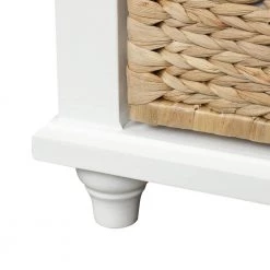 White Storage Bench with 3-Drawers and 3-Rattan Baskets 42.1 in. L x 15.4 in. W x 18.7 in. H by ATHMILE -ATHMILE Sales Store white athmile dining benches gz b2w20220667 44 1000