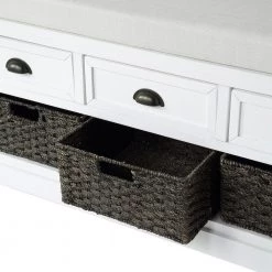 White Storage Bench 20.2 in. H x 44 in. W x 13.7 in. D by ATHMILE -ATHMILE Sales Store white athmile dining benches gz b2w20221098 1f 1000