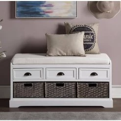 White Storage Bench 20.2 in. H x 44 in. W x 13.7 in. D by ATHMILE -ATHMILE Sales Store white athmile dining benches gz b2w20221098 31 1000