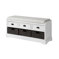 White Storage Bench 20.2 in. H x 44 in. W x 13.7 in. D by ATHMILE -ATHMILE Sales Store white athmile dining benches gz b2w20221098 4f 1000