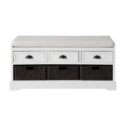 White Storage Bench 20.2 in. H x 44 in. W x 13.7 in. D by ATHMILE