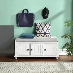 White Storage Bench 18.3 in. H x 42.1 in. W x 15.4 in. D by ATHMILE -ATHMILE Sales Store white athmile dining benches gz b2w20221105 31 1000