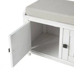 White Storage Bench 18.3 in. H x 42.1 in. W x 15.4 in. D by ATHMILE -ATHMILE Sales Store white athmile dining benches gz b2w20221105 44 1000
