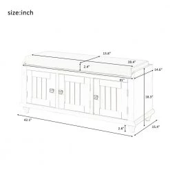 White Storage Bench 18.3 in. H x 42.1 in. W x 15.4 in. D by ATHMILE -ATHMILE Sales Store white athmile dining benches gz b2w20221105 c3 1000