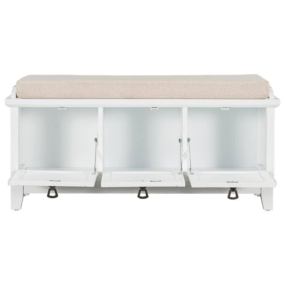 White Storage Bench with Beige Cushion(42.9 in. L x 15 in. W x 19.3 in. H) by ATHMILE 5 White Storage Bench with Beige Cushion(42.9 in. L x 15 in. W x 19.3 in. H) by ATHMILE - Image 5