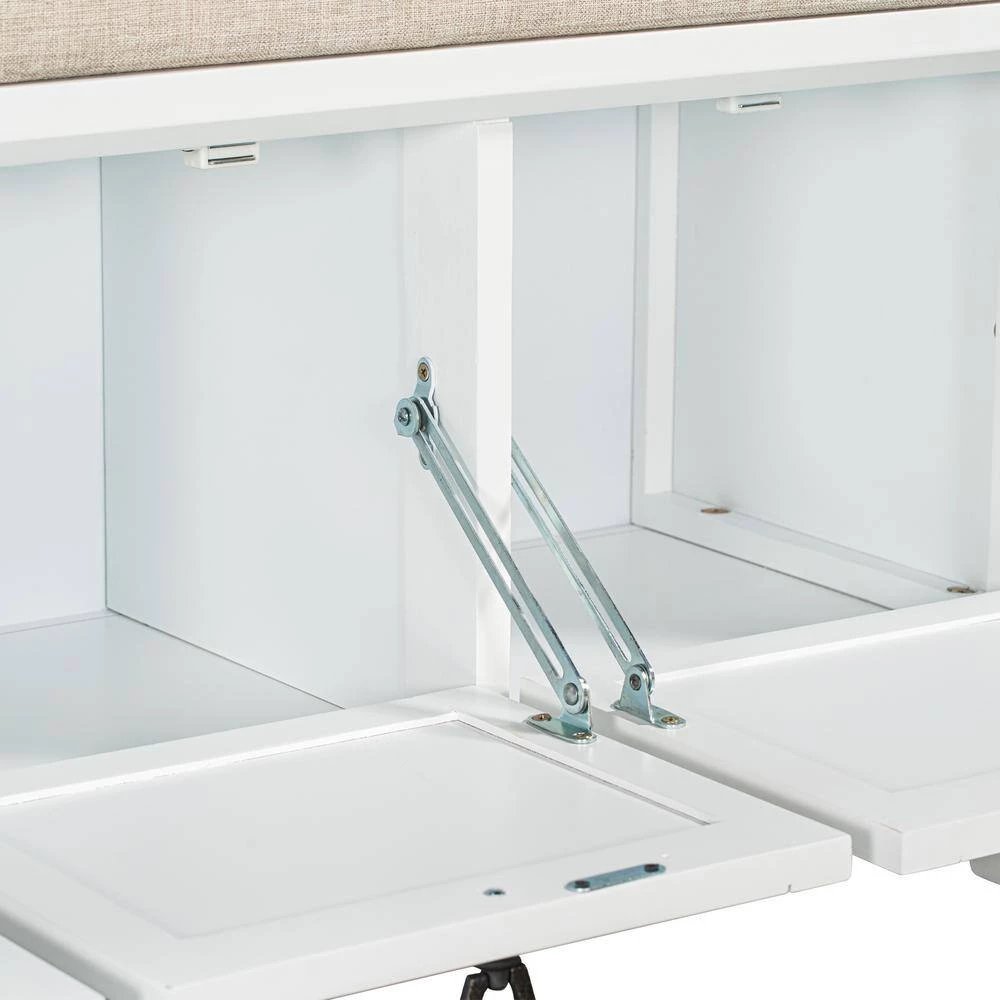 White Storage Bench with Beige Cushion(42.9 in. L x 15 in. W x 19.3 in. H) by ATHMILE 6 White Storage Bench with Beige Cushion(42.9 in. L x 15 in. W x 19.3 in. H) by ATHMILE - Image 6