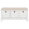White Storage Bench with Beige Cushion（42.9 in. L x 15 in. W x 19.3 in. H） by ATHMILE