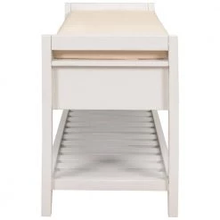 White Storage Bench with Cushioned and Drawers 39 in. L x 14 in. W x 19.8 in. H by ATHMILE 11 White Storage Bench with Cushioned and Drawers 39 in. L x 14 in. W x 19.8 in. H by ATHMILE -ATHMILE Sales Store white athmile dining benches gzx b2w20220587 1f 1000