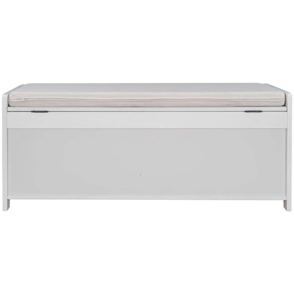White Shoe Bench with Removable Cushion and Hidden Storage Space 43.5 in. L x 16 in. W x 18 in. H by ATHMILE 3 White Shoe Bench with Removable Cushion and Hidden Storage Space 43.5 in. L x 16 in. W x 18 in. H by ATHMILE - Image 3