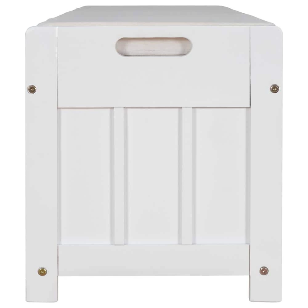 White Shoe Bench with Removable Cushion and Hidden Storage Space 43.5 in. L x 16 in. W x 18 in. H by ATHMILE 2 White Shoe Bench with Removable Cushion and Hidden Storage Space 43.5 in. L x 16 in. W x 18 in. H by ATHMILE - Image 2