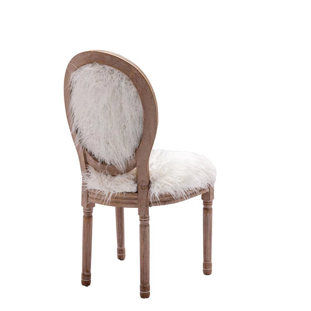 White faux fur Dining Chairs (Set of 2) by ATHMILE 5 White faux fur Dining Chairs (Set of 2) by ATHMILE - Image 5