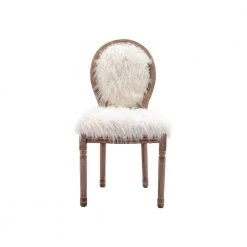 White faux fur Dining Chairs (Set of 2) by ATHMILE