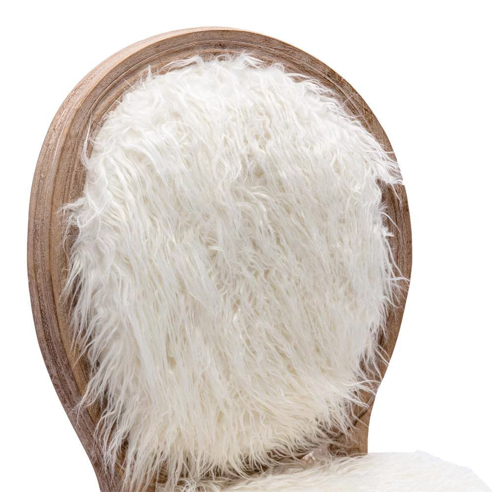 White faux fur Dining Chairs (Set of 2) by ATHMILE 3 White faux fur Dining Chairs (Set of 2) by ATHMILE - Image 3