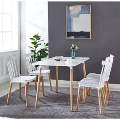 5-Piece White MDF Top Table Set Seats 4 by ATHMILE -ATHMILE Sales Store white athmile dining room sets ddw234s00045 31 1000