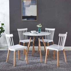 5-Piece White wood Top Table Set (Seats-4) by ATHMILE 15 5-Piece White wood Top Table Set (Seats-4) by ATHMILE -ATHMILE Sales Store white athmile dining room sets ddw234s00046 31 1000