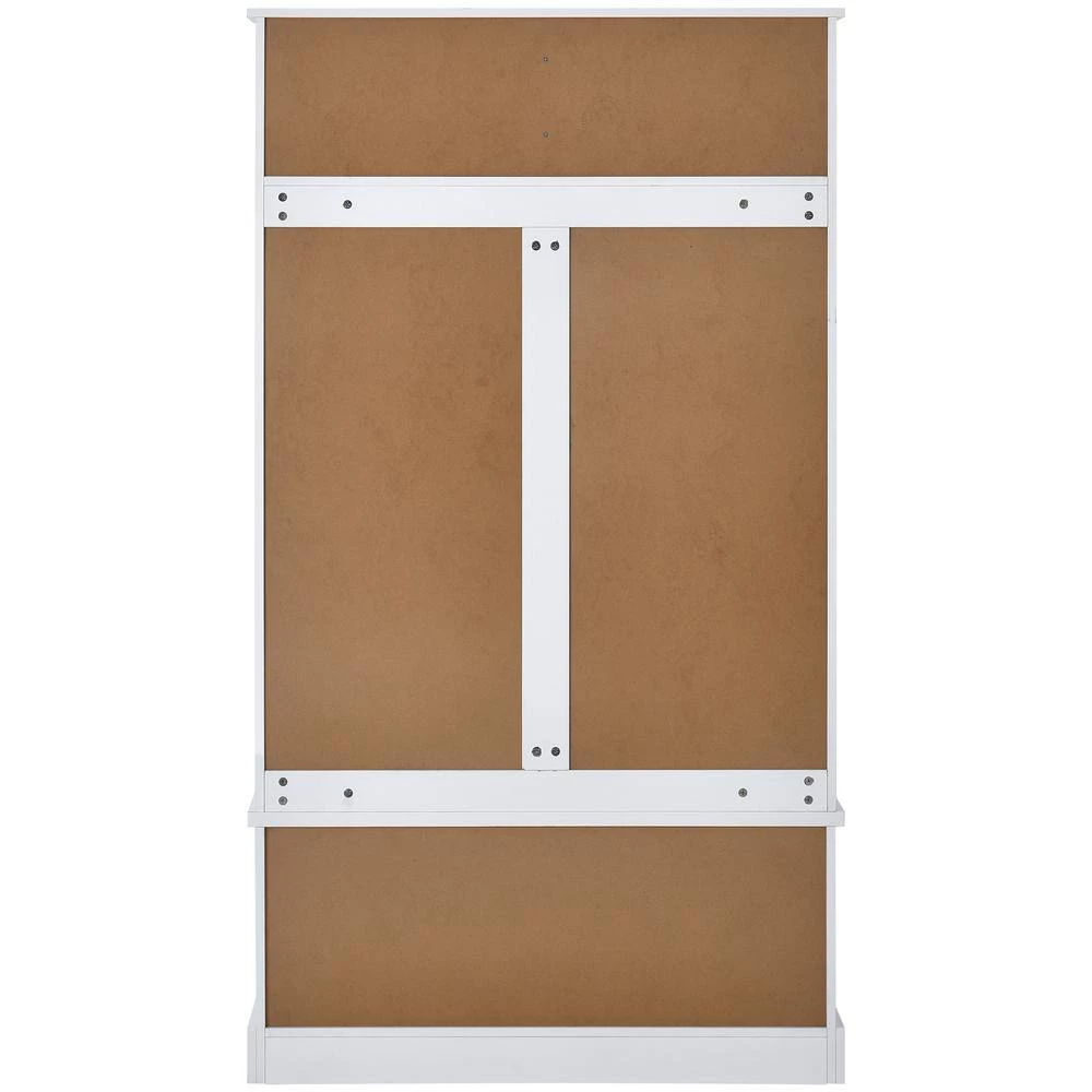 3-in-1 Design White Hall Tree with 4 Hooks, Coat Hanger and Storage Bench, by ATHMILE 3 3-in-1 Design White Hall Tree with 4 Hooks, Coat Hanger and Storage Bench, by ATHMILE - Image 3