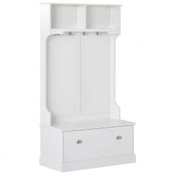 3-in-1 Design White Hall Tree with 4 Hooks, Coat Hanger and Storage Bench, by ATHMILE 18 3-in-1 Design White Hall Tree with 4 Hooks, Coat Hanger and Storage Bench, by ATHMILE -ATHMILE Sales Store white athmile hall trees gz b2w20220190 76 1000