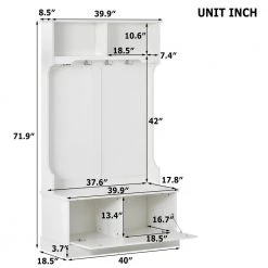 3-in-1 Design White Hall Tree with 4 Hooks, Coat Hanger and Storage Bench, by ATHMILE 13 3-in-1 Design White Hall Tree with 4 Hooks, Coat Hanger and Storage Bench, by ATHMILE -ATHMILE Sales Store white athmile hall trees gz b2w20220190 c3 1000