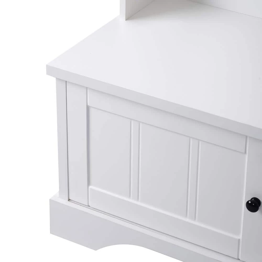 3-in-1 Design White Hall Tree with 4 Hooks and Shelves Cabinet by ATHMILE 6 3-in-1 Design White Hall Tree with 4 Hooks and Shelves Cabinet by ATHMILE - Image 6