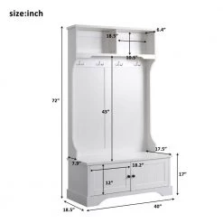 3-in-1 Design White Hall Tree with 4 Hooks and Shelves Cabinet by ATHMILE 11 3-in-1 Design White Hall Tree with 4 Hooks and Shelves Cabinet by ATHMILE -ATHMILE Sales Store white athmile hall trees gz b2w20220192 c3 1000