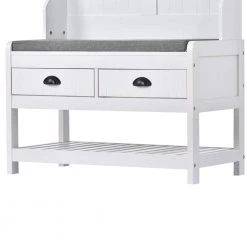 White Hall Tree with 4-Hooks and Hinged Lid by ATHMILE -ATHMILE Sales Store white athmile hall trees gz b2w20220802 44 1000