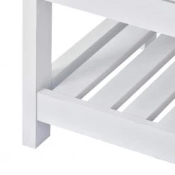 White Hall Tree with 4-Hooks and Hinged Lid by ATHMILE -ATHMILE Sales Store white athmile hall trees gz b2w20220802 fa 1000